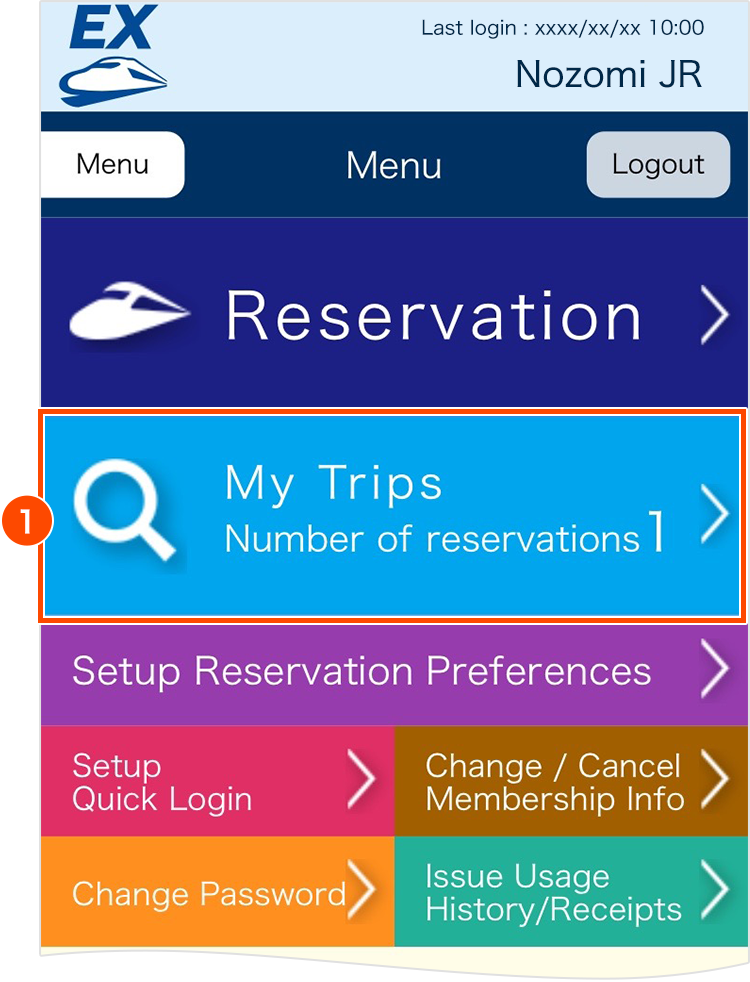Select "My Trips" from the menu.