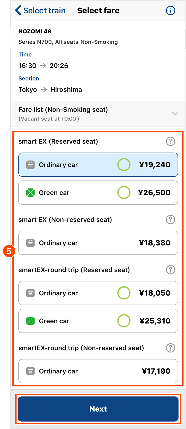 Select fare