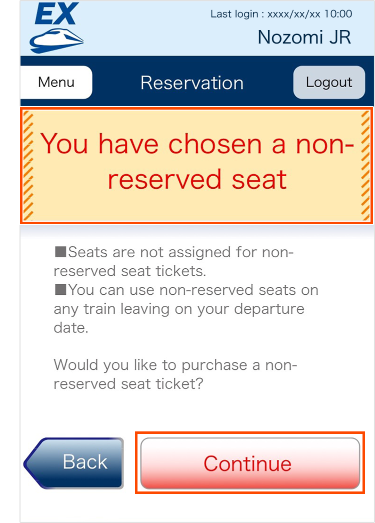 Using non-reserved seat